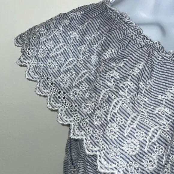 American Eagle Womens Large Asymmetrical One-Shoulder Top Eyelet Cottagecore - Picture 2 of 8